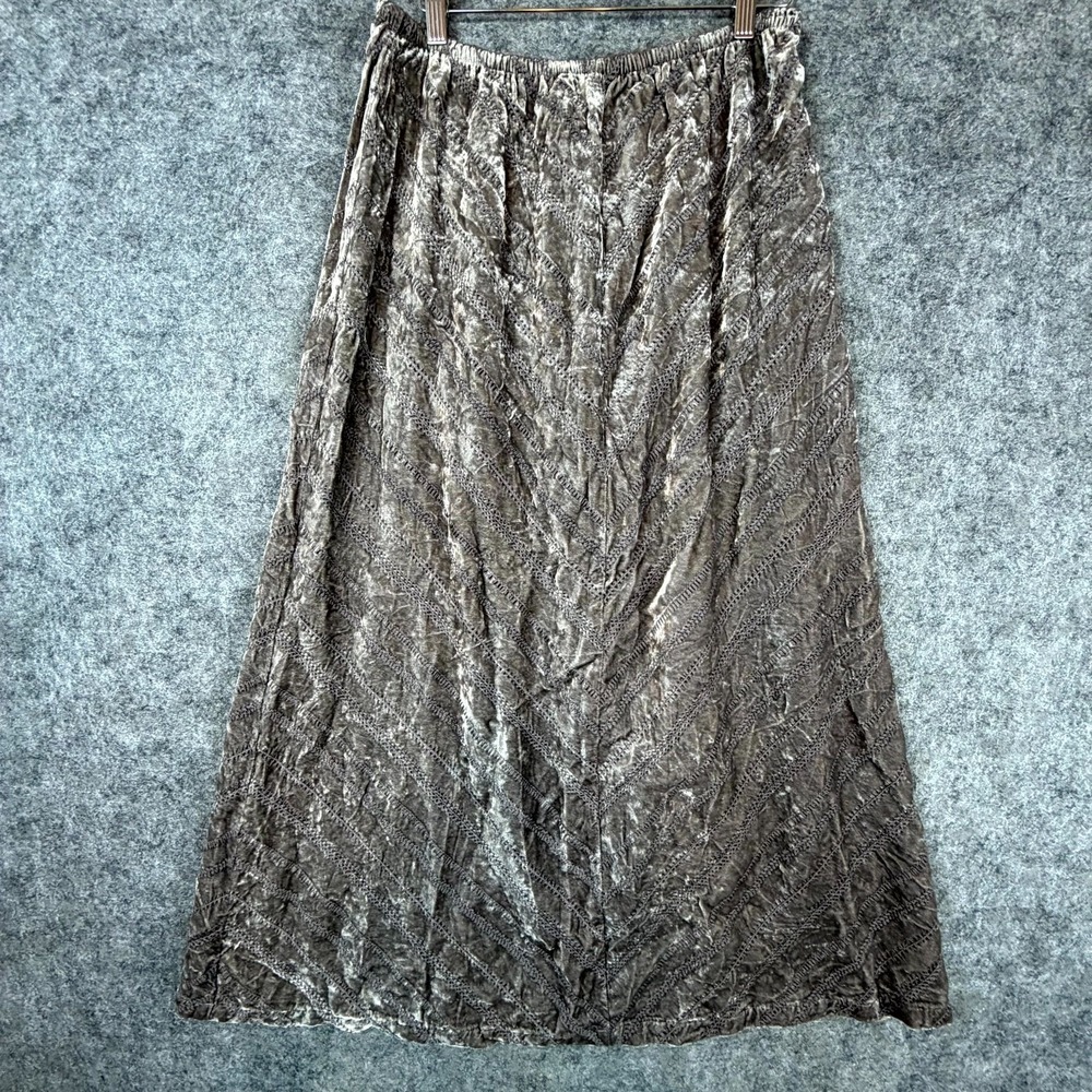 Vintage J. Jill‎ Skirt Women 12 Grey Velvet Textured 90s Neutral Dressy Workwear